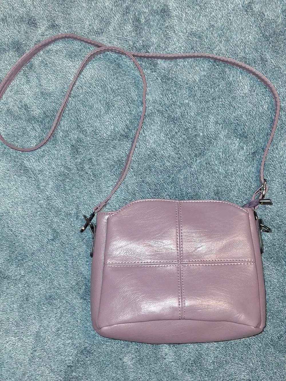 Lavender Leatherette Crossbody Bag with Adjustable Strap